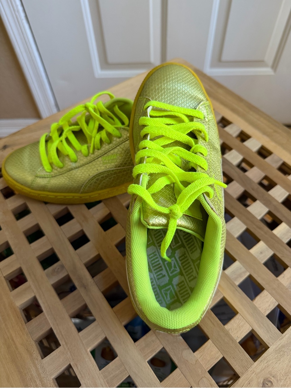 Puma Neon Yellow-Green Lace-Up Sneakers